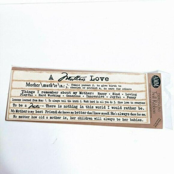 AMM Expressions Twill Ribbon "A Mother's Love" Scrapbooking Craft 12" x 4.25" - Picture 2 of 4